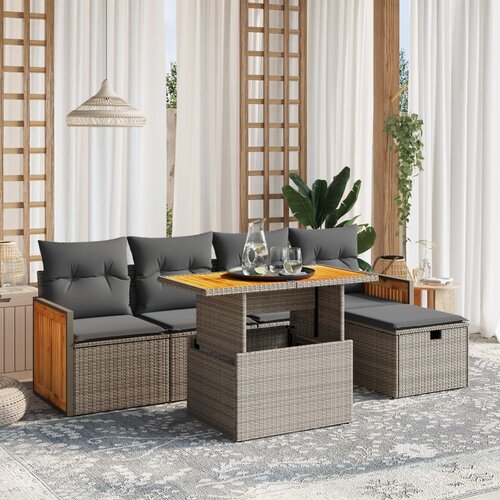 vidaXL 6-dijelni set vrtnih sofa od poliratana s jastucima sivi Cijene
