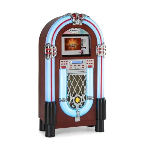 Auna Graceland Touch, jukebox, 12-palčna nadzorna plošča na dotik, WLAN, CD, BT, videz lesa