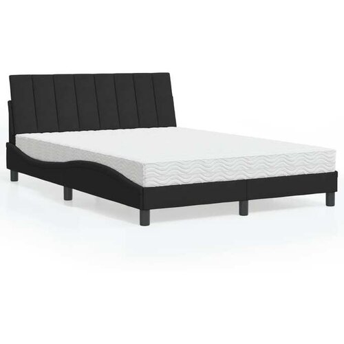 VidaXL Postelja z vzmetnico črna 140x190 cm žamet Slike
