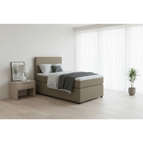 MID.YOU BOXSPRING POSTELJA 90 cm x 200 cm , tekstil, leseni material pe&amp;scaron;čene barve Slike