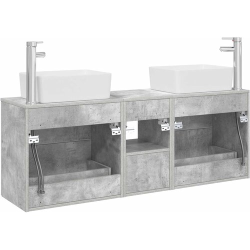  Set ormarića za kupaonicu 3 kom. Betonska siva 136 x 35 x 80 cm Slike