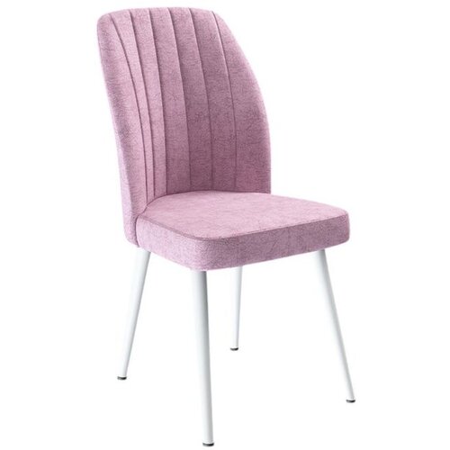 Hanah home set trpezarijskih stolica Platinum 4 kom, roze tkanina Jerry, bele metalne noge Cene