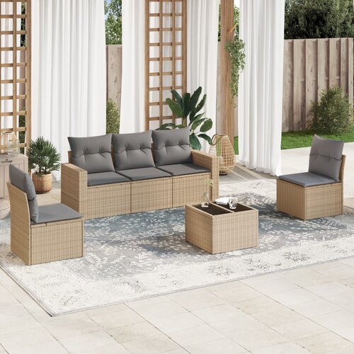 VidaXL 6-dijelni set vrtnih sofa s jastucima bež od poliratana Slike