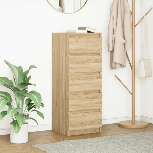 VidaXL Komoda s predali sonoma hrast 37,5x35x99 cm inženirski les Slike