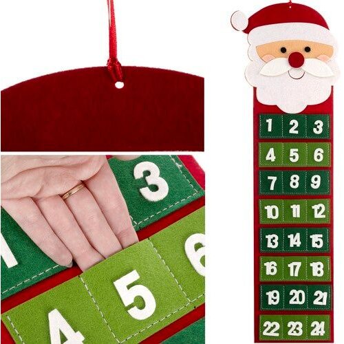 Ruhhy viseći adventski kalendar od filca, 24 džepa, 67,5 x 20 cm Slike