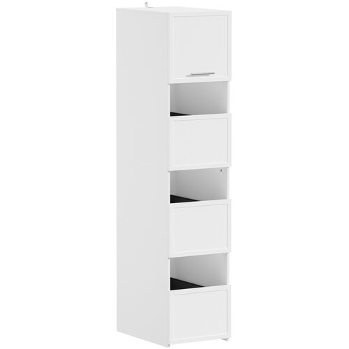SoBuy Visoka omara za perilo z 4 vrati in 3 odprtimi policami, Bela, 60x40x186,4 cm, BZR232-W, (5000485466) Slike