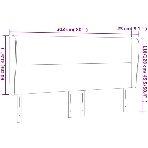  Uzglavlje s u&amp;scaron;ima svjetlosivo 203x23x118/128 cm od tkanine Slike