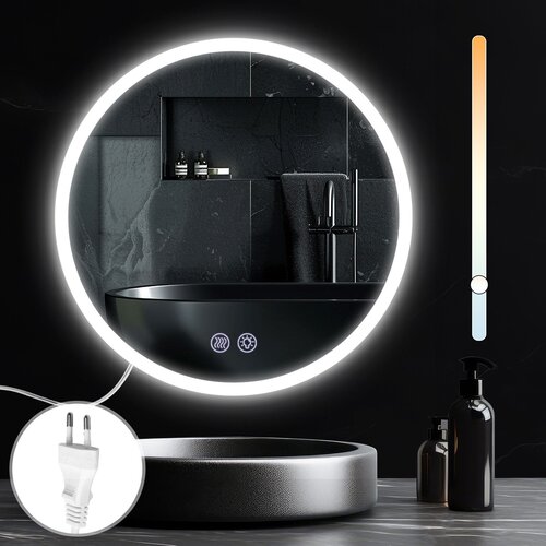 Nettlife Ogledalo z osvetlitvijo okroglo Stensko LED ogledalo IP44 okroglo 70cm s funkcijo osvetljenega ogledala na dotik z zatemnitvijo, (22149676) Cene