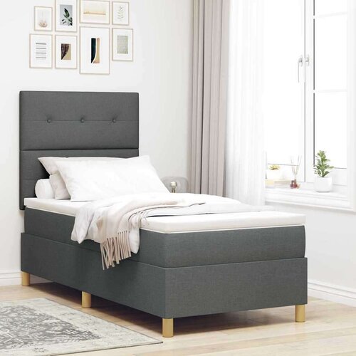  Vzmetnica s posteljo in LED temno siva 90x190 cm tkanina, (22067221) Cene