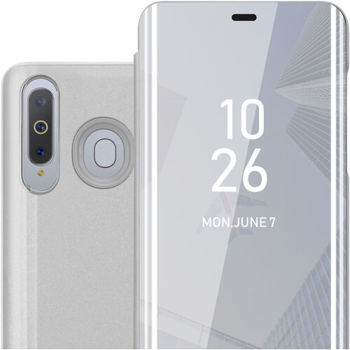 Cadorabo Ohi&amp;scaron;je, združljiv s Samsungom v Agate Silver - Clear View Zrcalo Za&amp;scaron;čitni pokrov s funkcijo stojala 360 stopinj za&amp;scaron;čita, (20567863) Slike