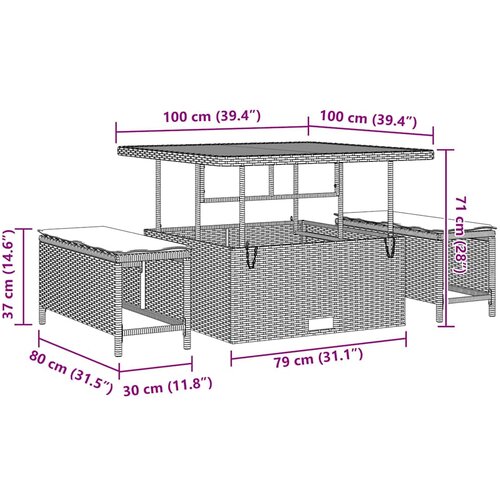  Sjedeća garnitura za vrt 13 kom. Crna poliratan 285 x 289 x 85 cm Slike