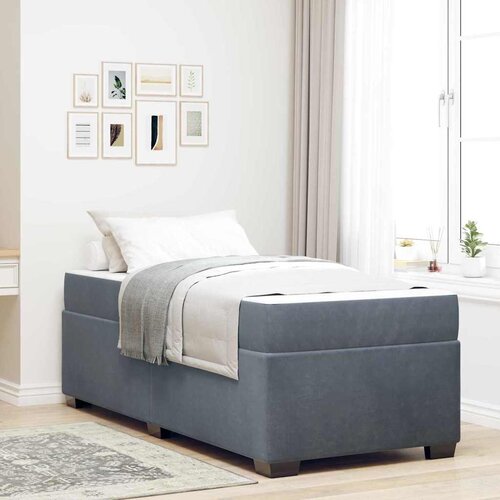 vidaXL Posteljni okvir z vzmetnico Drugo Temno siva 80 x 200 cm Žamet Cene