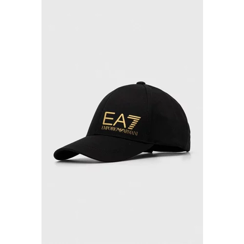 Ea7 Emporio Armani Bombažna bejzbolska kapa črna barva