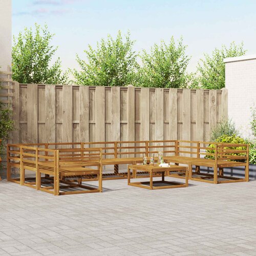  Set vanjskih sofa 10 pcs Prirodna Čvrsto drvo akacije Cene