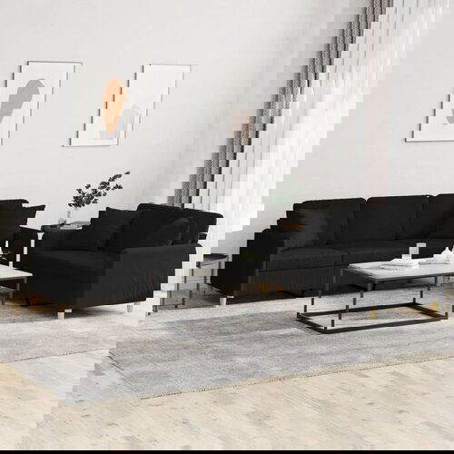 vidaXL Sedežna garnitura z vzglavniki 2-delna črno blago Cene