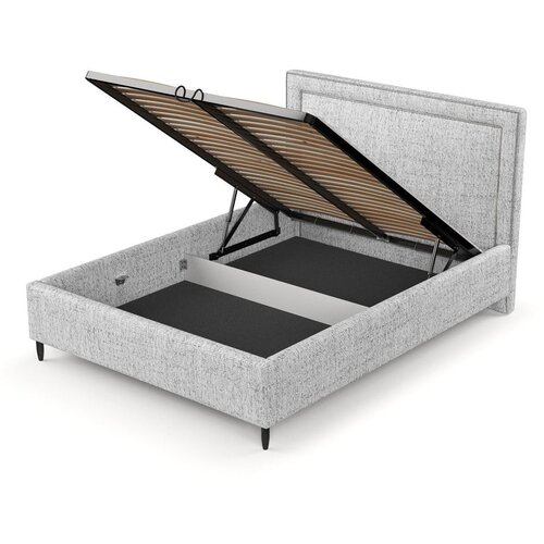 Maison de R&amp;ecirc;ve Svijetlo sivi tapecirani bračni krevet s prostorom za odlaganje s podnicom 140x200 cm Baleine &amp;ndash; Slike