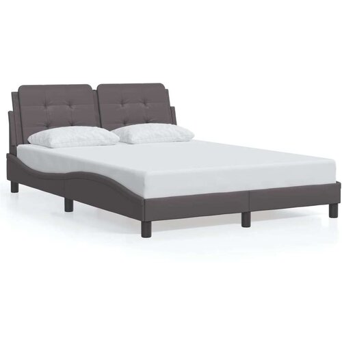 VidaXL okvir kreveta s led svjetlima sivi 140 x 190 cm od umjetne kože Slike