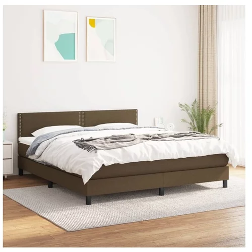  Box spring postelja z vzmetnico temno rjava 160x200 cm blago
