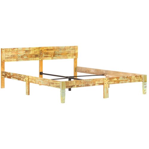  Okvir za krevet od masivnog obnovljenog drva 180 x 200 cm Smeđa Slike