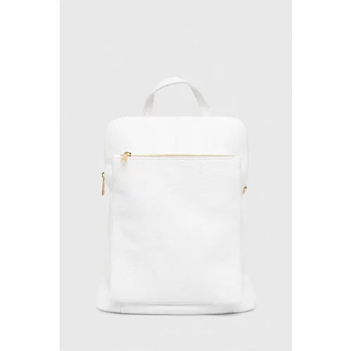 Answear Lab Kožni ruksak za žene, boja: bijela, veliki, glatki model