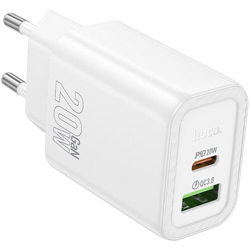 Hoco zidni punjač usb a + type c pd QC3.0 3A 20W N61 beli Slike