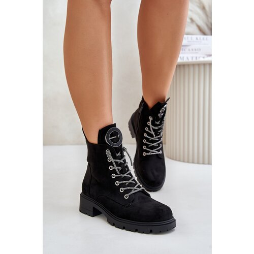 VINCEZA Insulated ankle boots with decorative lacing Slike