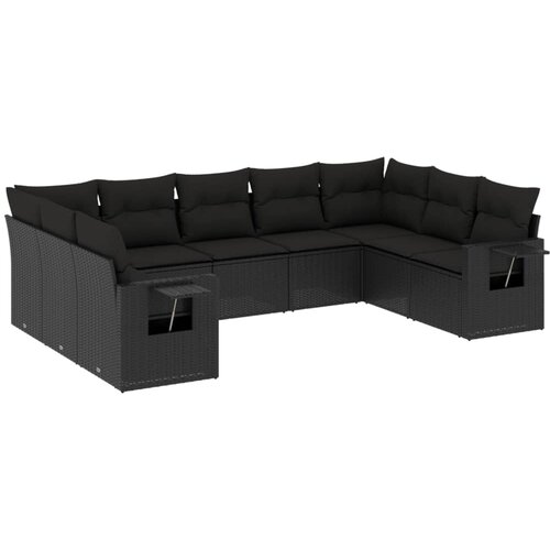 Maison Chic Seti vrtnega pohištva - Vrtna garnitura - Vrtni pohištvo set 9-delna z blazinami črn poli ratan, (21797831) Cene