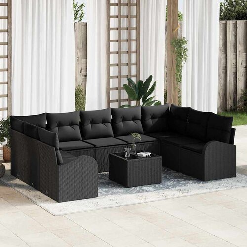  Set sofe s jastukom 10 pcs Crna Poli Ratan Cijene