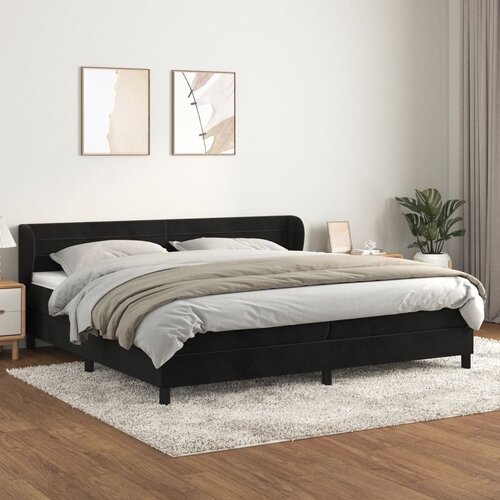  The Living Store Box spring postelja z vzmetnico črna 200x200 cm žamet - Box Spring Postelja, (21444426) Slike