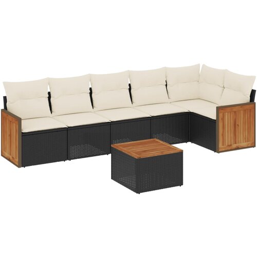 vidaXL 7-dijelni set vrtnih sofa od poliratana s jastucima crni Cijene