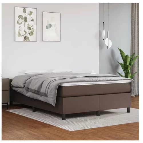 vidaXL Box spring postelja z vzmetnico rjav 140x190 cm umetn