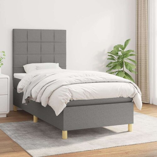  Box spring postelja z vzmetnico temno siva 100x200 cm blago, (20846850) Slike
