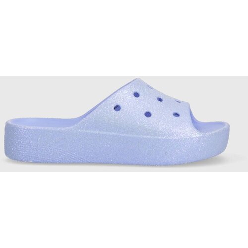 Crocs Natikači Classic Platforn Glitter Slide ženski, vijolična barva, 208233 Slike