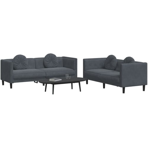  2-dijelni set sofa s jastucima tamnosivi bar&amp;scaron;unasti Slike