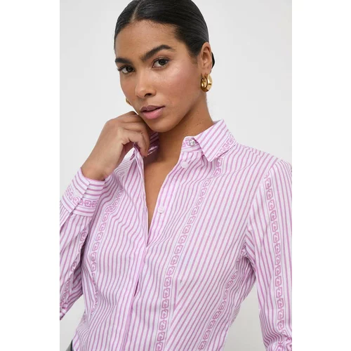 Liu Jo Pamučna košulja za žene, boja: ružičasta, regular, s klasičnim ovratnikom