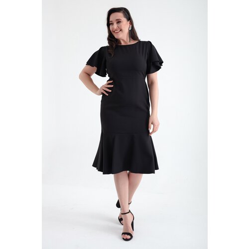 Lafaba Women's Black Plus Size Flounce Dress Slike