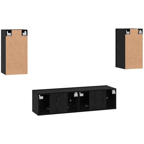 VidaXL Set TV komoda 4 pcs Crni hrast Srednja 60 x 30 x 30 cm Slike