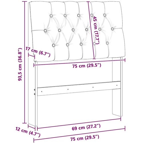  Tapecirani uzglavlje Svijetlo siva 75 cm Čvrsto borovo drvo Slike