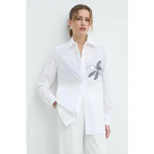 Marella Košulja za žene, boja: bijela, relaxed, s klasičnim ovratnikom, 2413111121200