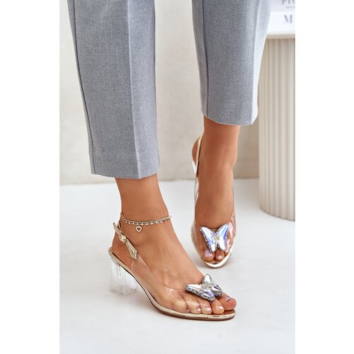 S. BARSKI Transparent sandals with a butterfly on a heel D&amp;amp;A gold Slike
