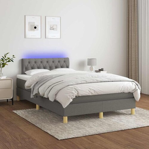  box spring s madracem LED tamnosivi 120 x 200 cm tkanina Slike