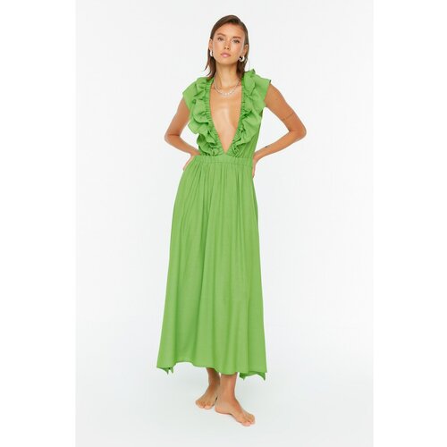 Trendyol Green Ruffle Detailed Woven Beach Dress Slike