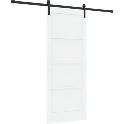 vidaXL Klizna Vrata s Setom Opreme Bijela 83x202 cm Čvrsto Drvo Bor Cene