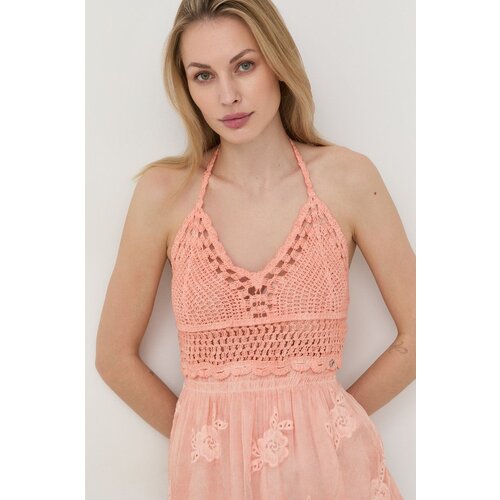 Guess Bluza s primesjo svile ženska, oranžna barva Slike