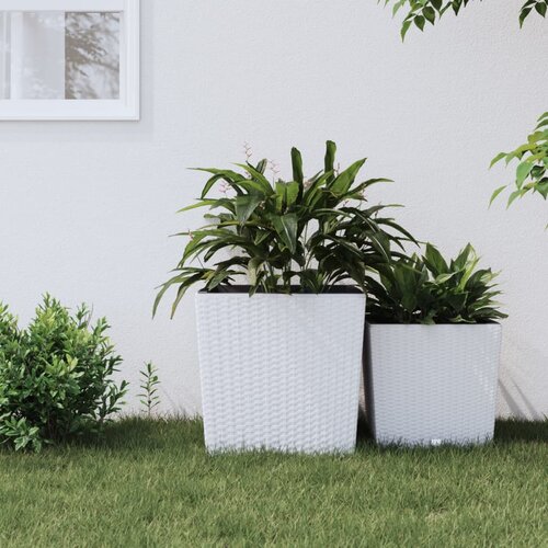 vidaXL Korito z odstranljivo notranjostjo belo 37 / 64 L PP ratan Cene