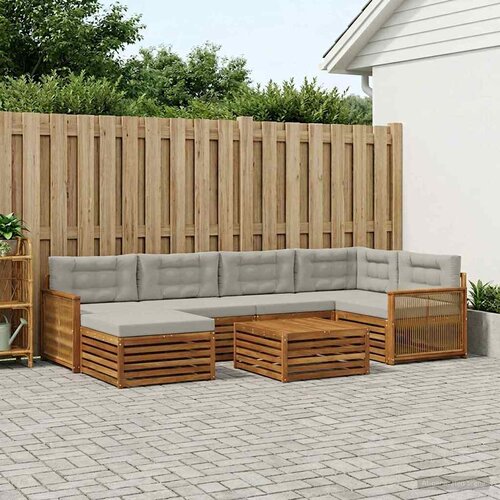  Set vanjskih sofa 7 kom. Prirodna i svjetlosiva Cene