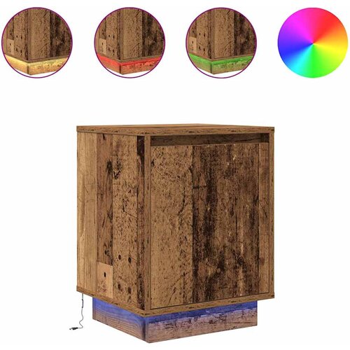Maison Chic Dvo delni komplet Nočne omarice - Nočne mize z LED lučmi Starega lesa 38x34x50 cm, (21690418) Cene