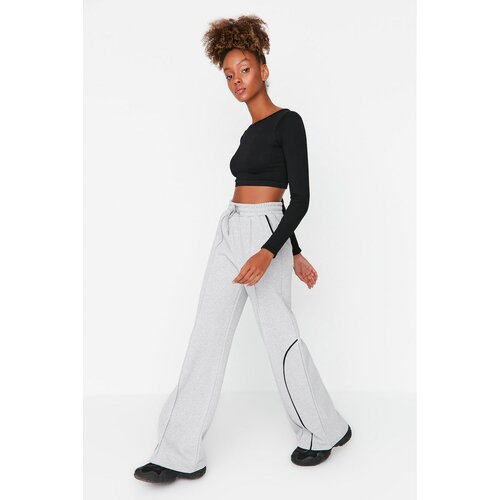 Trendyol Gray Rib Stitch Detail Slim Sports Trousers Slike