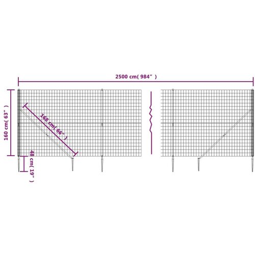 vidaXL Mrežna ograja s konicami za postavitev zelena 1,6x25 m Cene