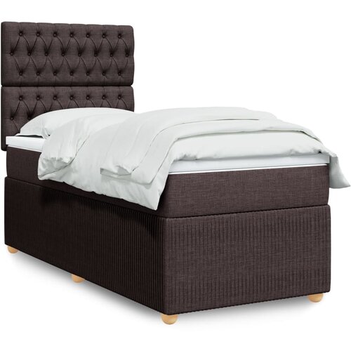vidaXL Box spring postelja z vzmetnico temno rjava 90x200 cm blago Cene